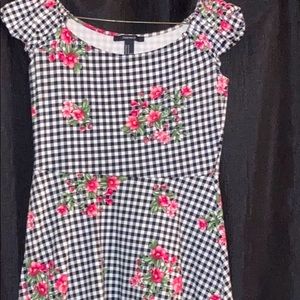 Pink black and white woven dress